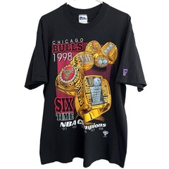 Vintage 1998 Six Time NBA Champs Chicago Bulls Championship Rings SZ L Shirt NOS