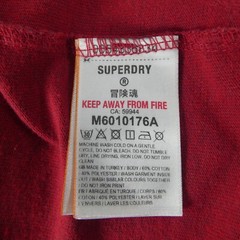 Superdry Men’s Red Large Long Sleeve Shirt Solid Graphic Print Casual Shirt