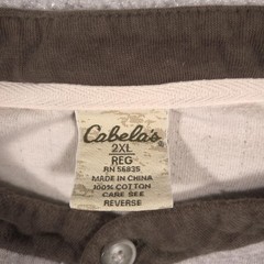 Cabela’s Henley Shirt Mens 2XL Gray Brown Long Sleeve Thermal Lined Raglan