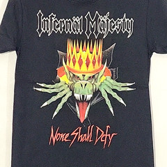 INFERNAL MAJESTY None Shall Defy L LARGE T-Shirt Black Mens Band Logo