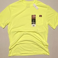 Wrangler Workwear Pocket Tee Men’s M Yellow Moisture Wicking Crew Neck T-Shirt