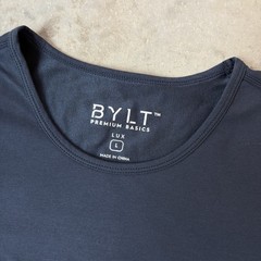 BYLT Premium Basics Lux Drop Cut Pocket T Shirt Navy Blue Crew Men’s Size Large