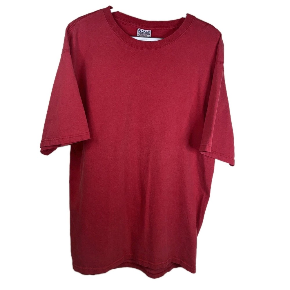 Pluma Mens Large T-Shirt Heavyweight Cotton Red Tee Made in USA Vintage 90s