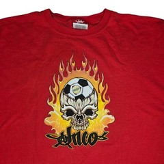 JNCO Jeans x LA Galaxy T Shirt Vintage 90s Red XXL Skull Flames Soccer USA 2XL