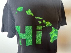 Mens Shirt Large Hawaiian Islands Black Easy Care Stretch Graphic Surfing