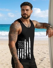 Mens Graphic Tank Tops Sleeveless Muscle Shirts Beach Palm Tree Hawaiian Gym Wor