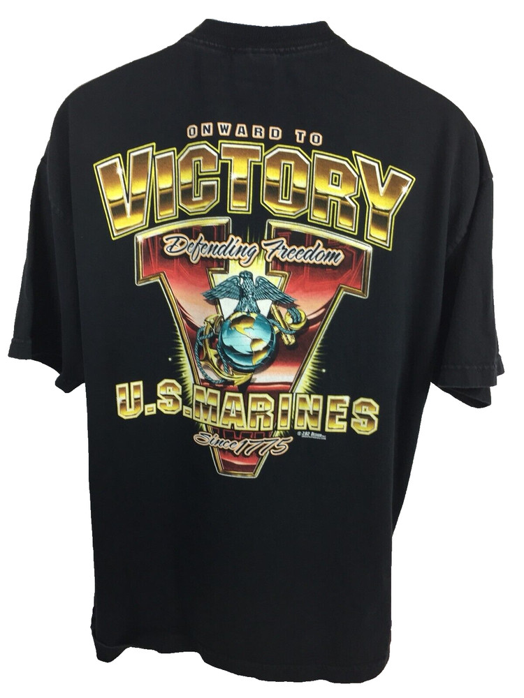 7.62 Design Shirt Adult XL Black Marines Victory Defending Freedom Graphic Tee