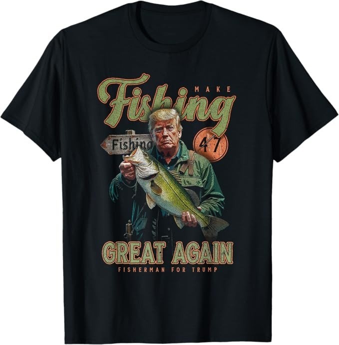 Make Fishing Great Again Trump Bass Fishing Funny T-Shirt USA – H382