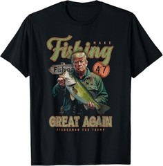 Make Fishing Great Again Trump Bass Fishing Funny T-Shirt USA – H382