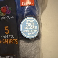 Fruit of the Loom Men’s Size M 38-40 Tag-Free A-Shirts 5 Pack Assorted Colors