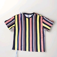 Pac Cares Mens XL Striped T-Shirt Multi-color Short Sleeve Designer Classic 90s