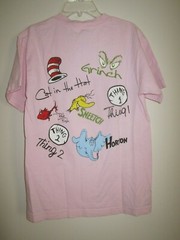 Vintage Dr Suess Mania Shirt women S pink front back all character graphic RARE