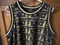 PWT classic And Cool Men’s Top Dollar Bill Print Size M Mettalic Gold And black