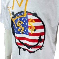 Brooklyn Vertical T Shirt Mens L USA Flag Smiley Face Crown Graphic White Cotton