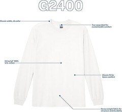 3 pcs Gildan Adult Ultra Cotton Long Sleeve T-Shirt, G2400 Size XX-Large White