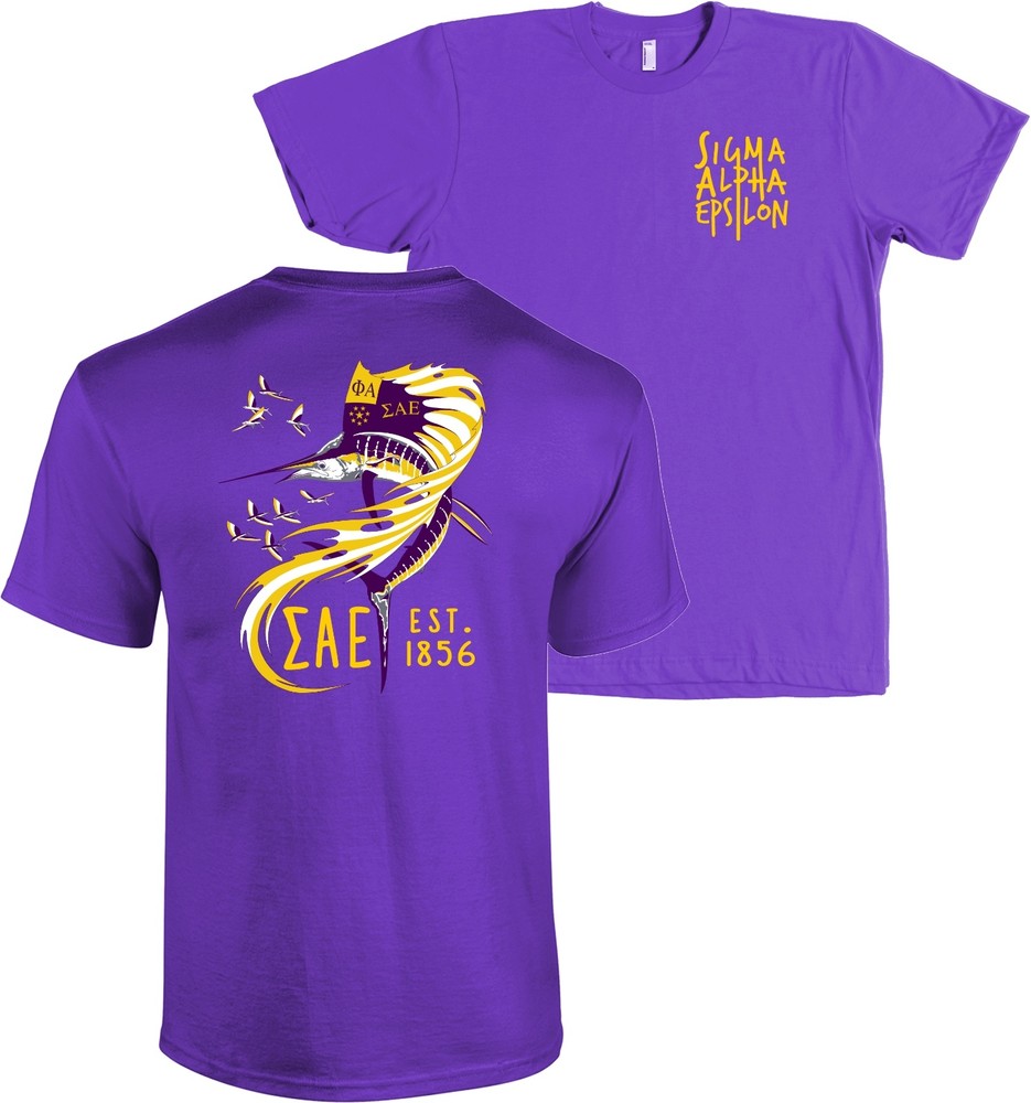 Sigma Alpha Epsilon Fraternity Bella + Canvas Shirt SAE Nautical Fish – NEW