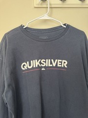 Quiksilver XL Navy Long Sleeve T Shirt Logo Graphic Surf Skate Casual
