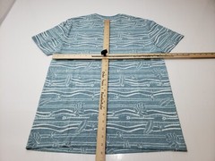 Reel Life Mens T-Shirt Short Sleeve Crewneck Striped Ocean Print Blue Size M NWT