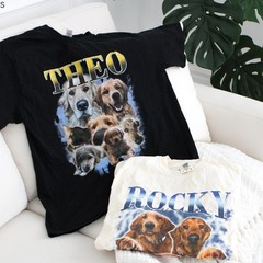 Vintage Bootleg Pet Portrait Shirt Custom Dog Photo And Name Tee Gift Idea