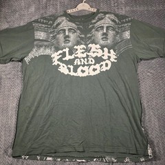 Black Label Men’s XL Graphic T-Shirt Green Y2K Gothic Distressed Biker