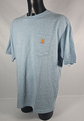 CARHARTT Short Sleeve Loose Fit T-Shirt Blue Flecked Patch Pocket Men’s Large