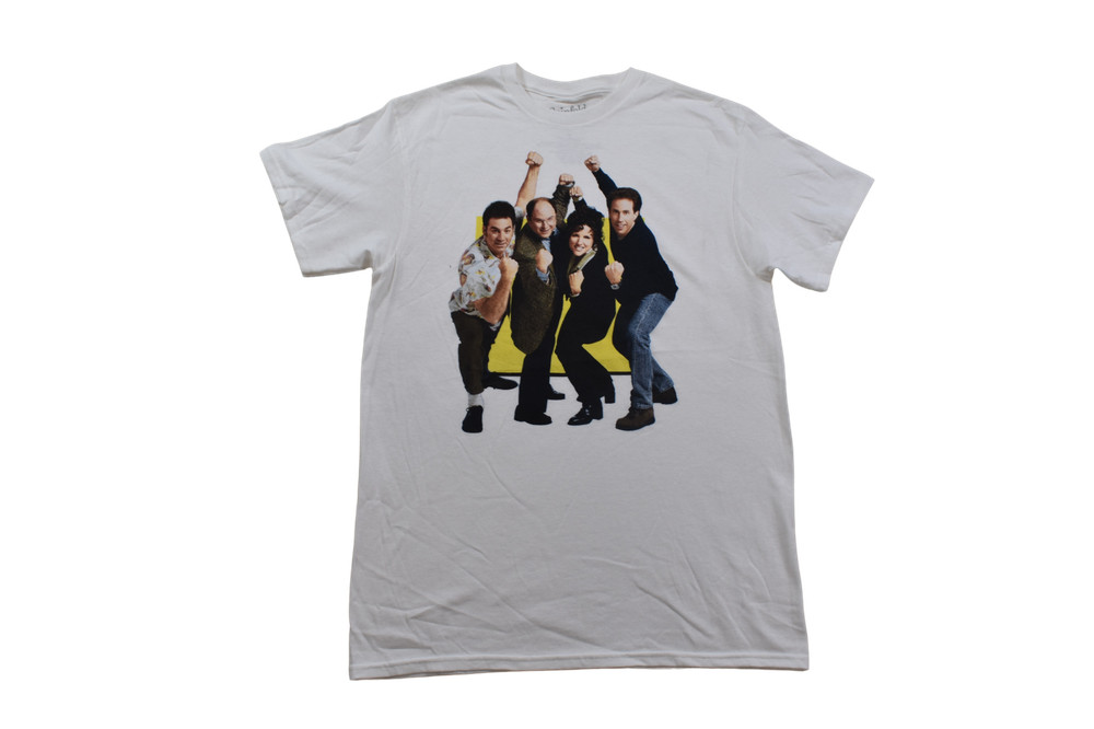 Seinfeld Mens Kramer, George, Elaine, Jerry Cast Photo White Shirt New M, XL