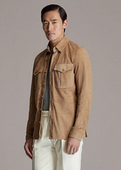 TOP BEST SELLING New Men’s Beige Suede Shirt 100t% Real Lambskin Slim Fit Shirt