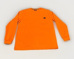 NEW Wrangler Workwear Men’s Hi-Vis Orange Long Sleeve Pocket T-Shirt Size Large