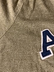 Aeropostale A Front Graphic T Shirt Heather Olive Green Blue Sewn Letters Sz XL