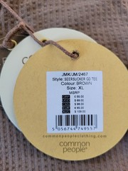 Common People Mens XL Seersucker GD Tee Brown Pocket Tshirt Cotton Minimalist