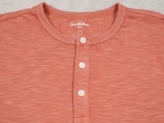Goodfellow and Co Mens S Orange Shirt Crew Neck Chest Button Henley Top