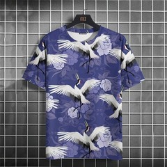 Men Graphic T-Shirt Japanese Style 3D Print Short Sleeve Loose Summer Tee