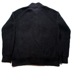 VTG STUSSY ~CARDIGAN~ RIBBED KNIT SWEATER L mock/shawl/neck/military/tour/gauge