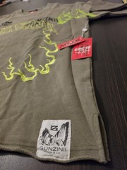Gunzinii Olive/Neon Green Embroidered Lightning Logo OS Tee HW Size Large