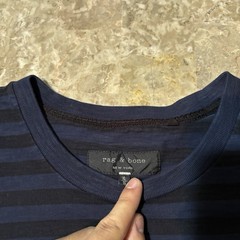 Rag And Bone Shirt Mens XL Blue Short Sleeve Split Hem Cotton Pocket Tee