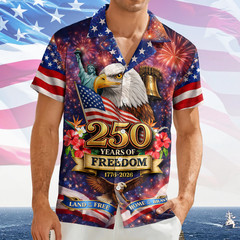 America 250th Anniversary Hawaiian Shirt, 250 Years Of Freedom Button Shirt