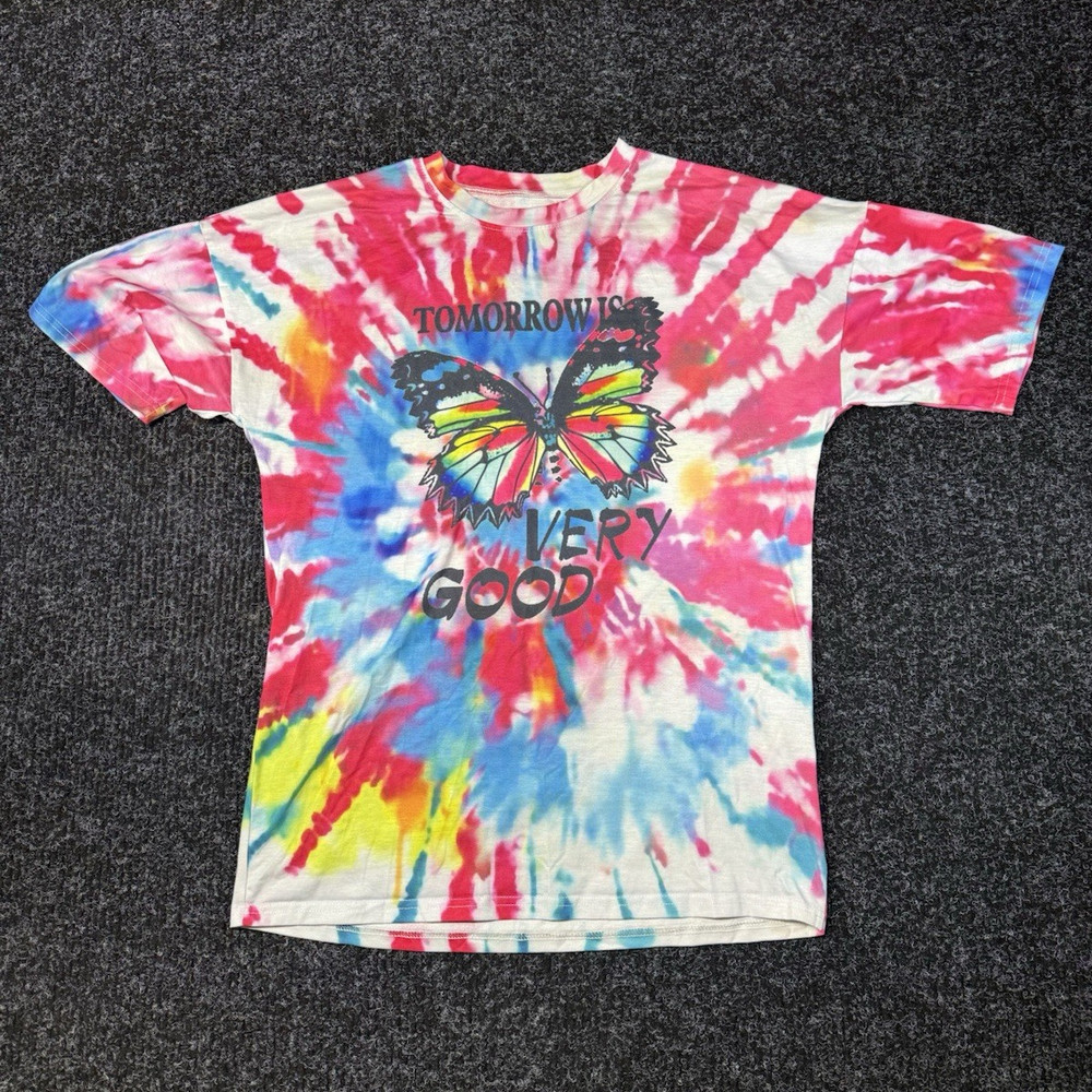 Other Multicolor Tie-Dye Butterfly Graphic Crew Neck Short Sleeve T-Shirt XL