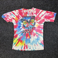Other Multicolor Tie-Dye Butterfly Graphic Crew Neck Short Sleeve T-Shirt XL