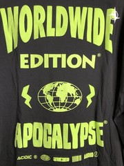 Asos Design Black Worldwide Graphic Doube Sided Long Sleeve T-Shirt Size M MEDIU
