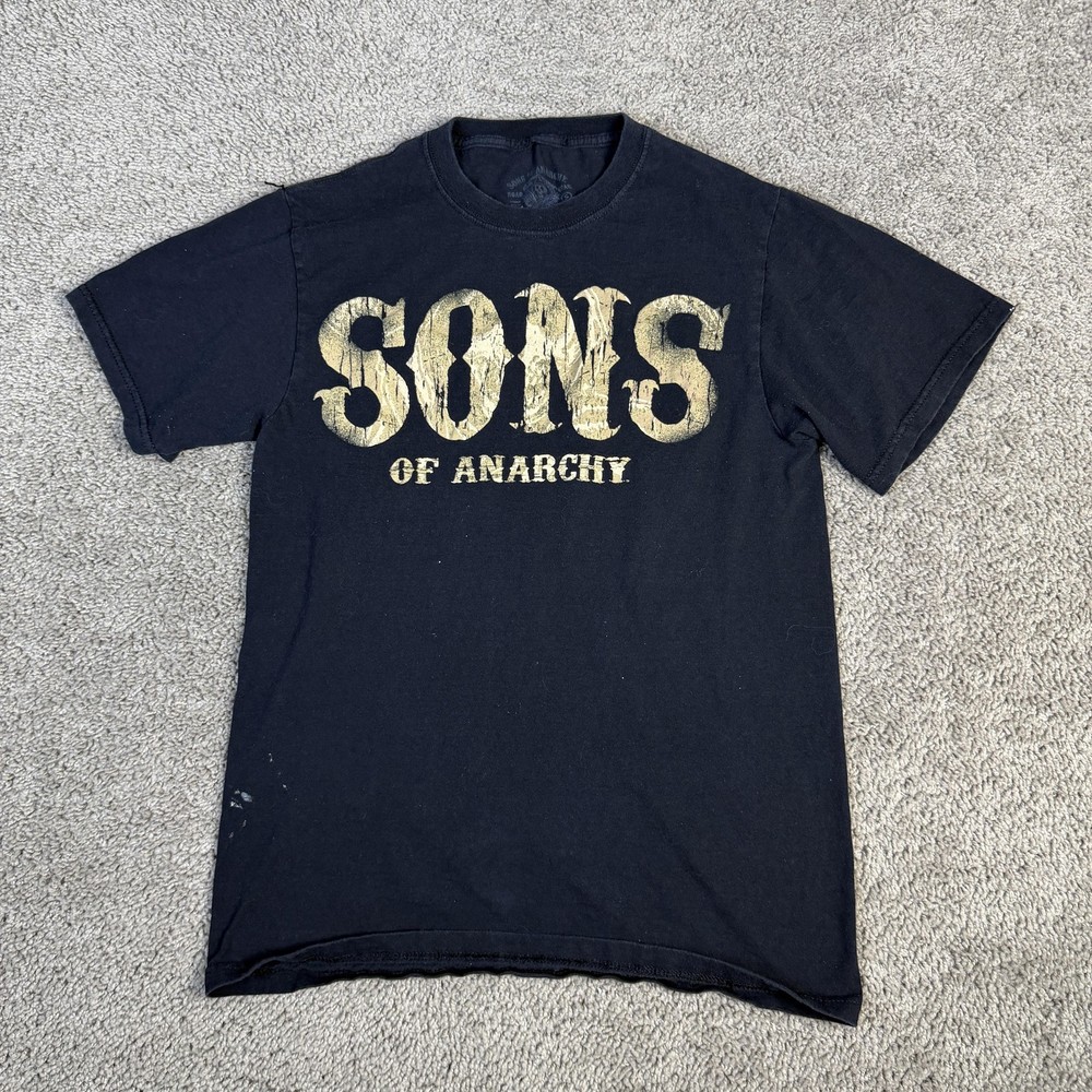 Sons Of Anarchy Shirt Mens S Black Graphic Crew Neck Cotton Tagless Distressed