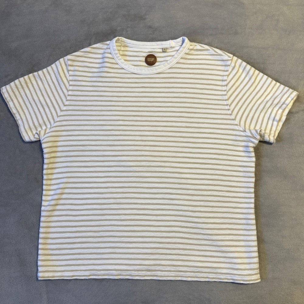 Common People Men’s Striped T-Shirt Large Short Sleeve Casual