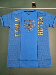 Men’s Bucheli Slim Fit French Blue Cotton/Lycra Stretch Fashion Tee Free Ship