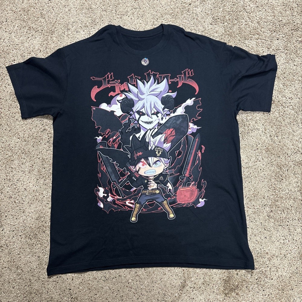 Anime Asta & Liebe Demon Mens XL Black Clover Black T-Shirt Cotton