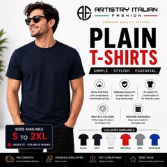 Plain T Shirt 100% Cotton Unisex Mens Womens Crew Neck Casual Tee S-2XL UK