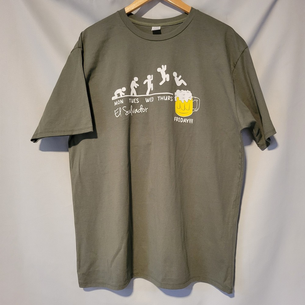 El Salvador Mens T Shirt Large Green Short Sleeve