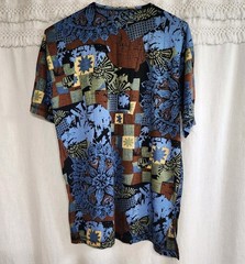 Geometric Abstract Mandala T Shirt Mens M Oversized Made in USA 21×31 AOP 90s