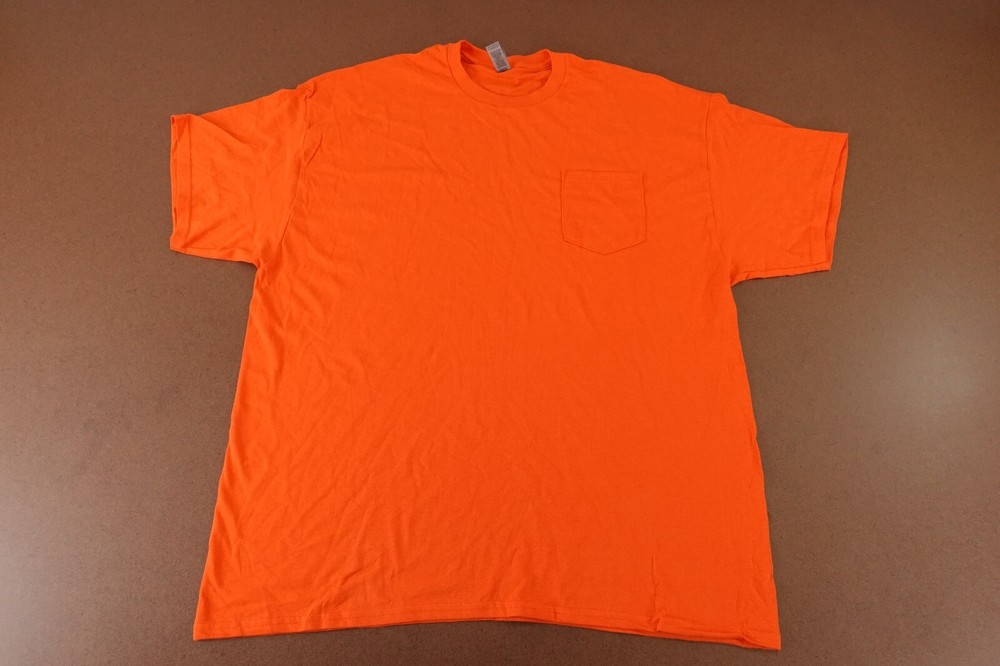 Gildan Heavy Cotton Men’s Size 2XL Bright Orange Short Sleeve Crew Neck T-Shirt