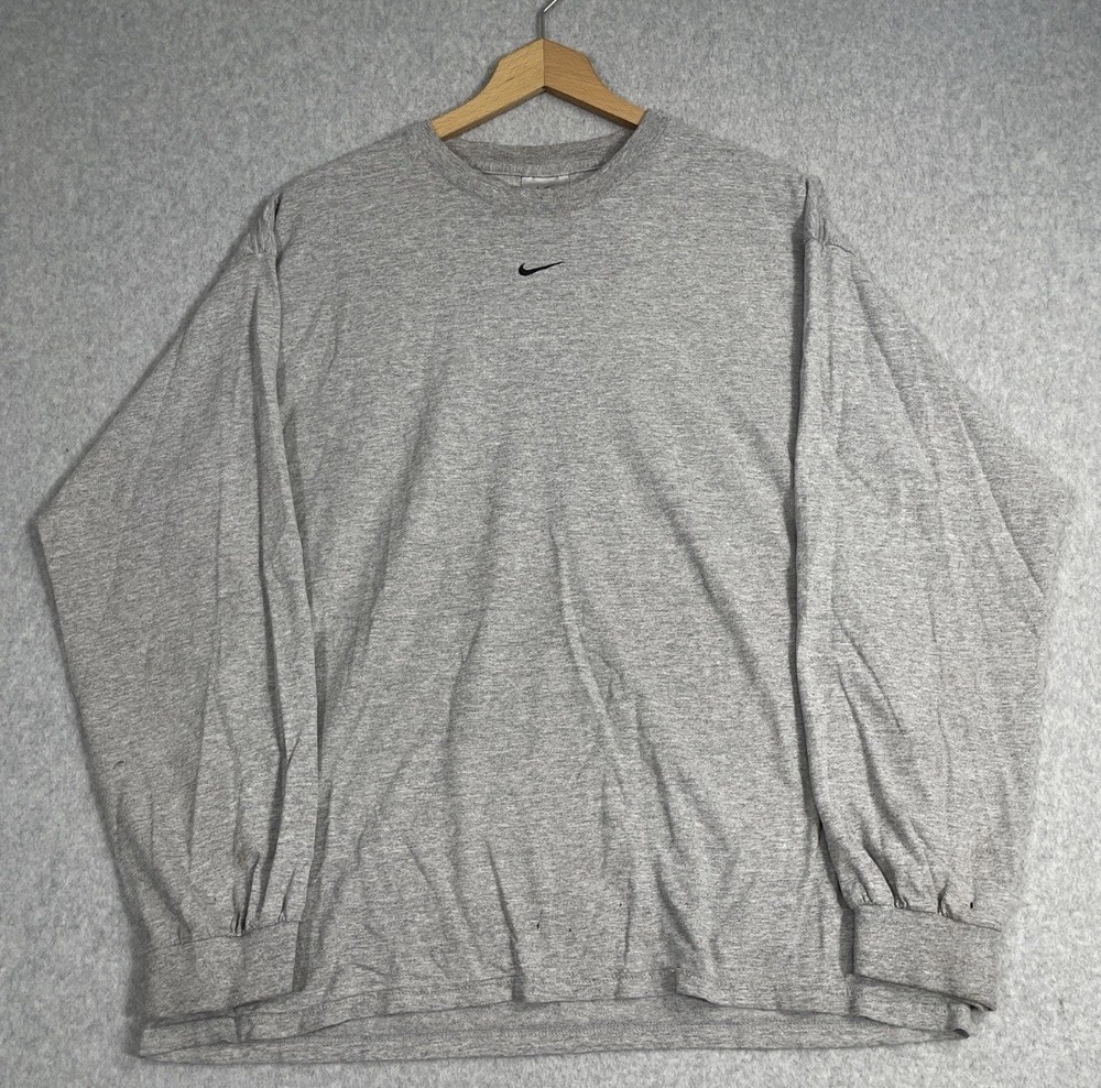 Vintage Nike Center Swoosh Long Sleeve T-Shirt Black Made in USA Mens Large L
