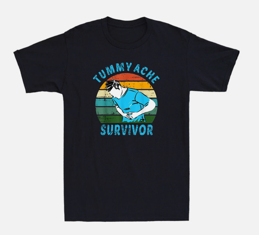 Tummy Ache Survivor Funny Saying Quote Gift Vintage Men’s Short Sleeve T-Shirt