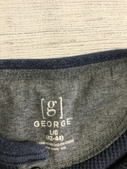 George Shirt Mens Large Blue Thermal Waffle Knit Henley Long Sleeve Casual